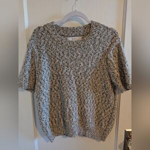 LOFT Women's Short Sleeve Neutral Textured Knit Top